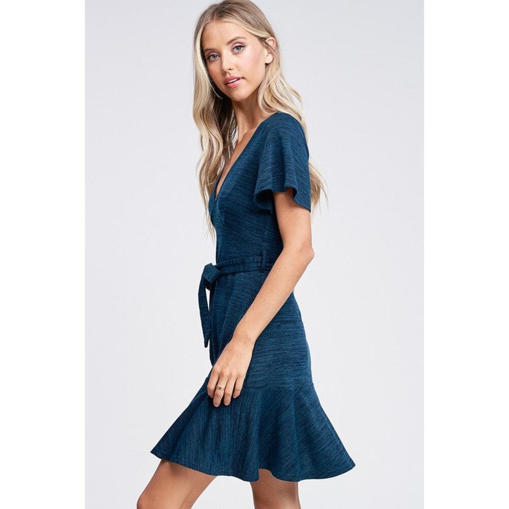 Iris Ruffle Dress- Rust,Teal - Picture 8 of 9